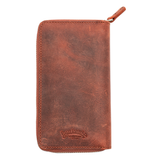 Galen Leather Co. Zippered 3 Slot Pen Case- Crazy Horse Orange