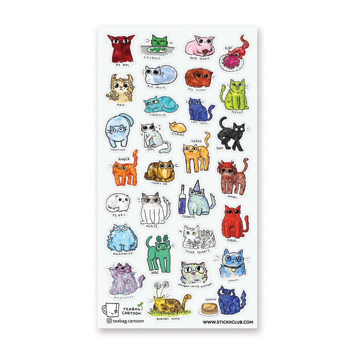 STICKII Sticker Sheet - Gem Cats