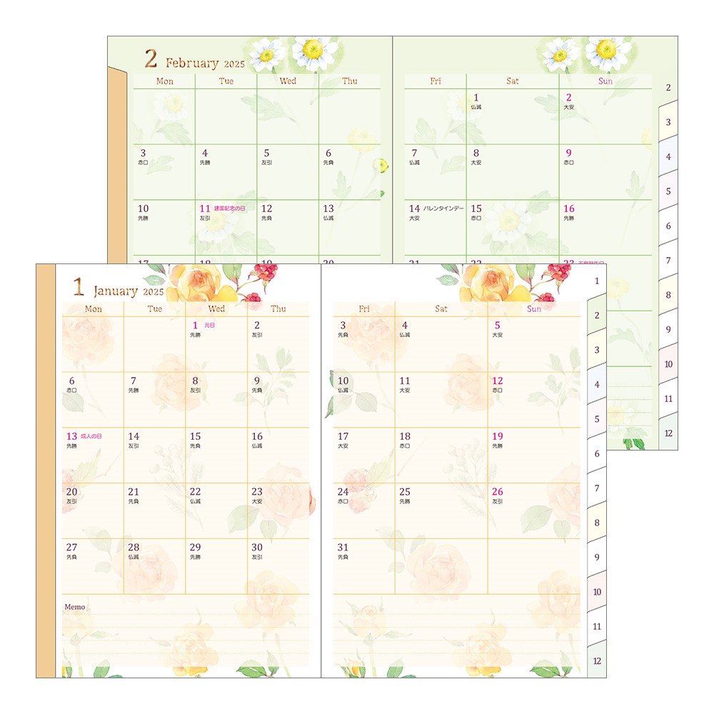 Midori 2025 Pocket Diary (B6) - Country Time Flower