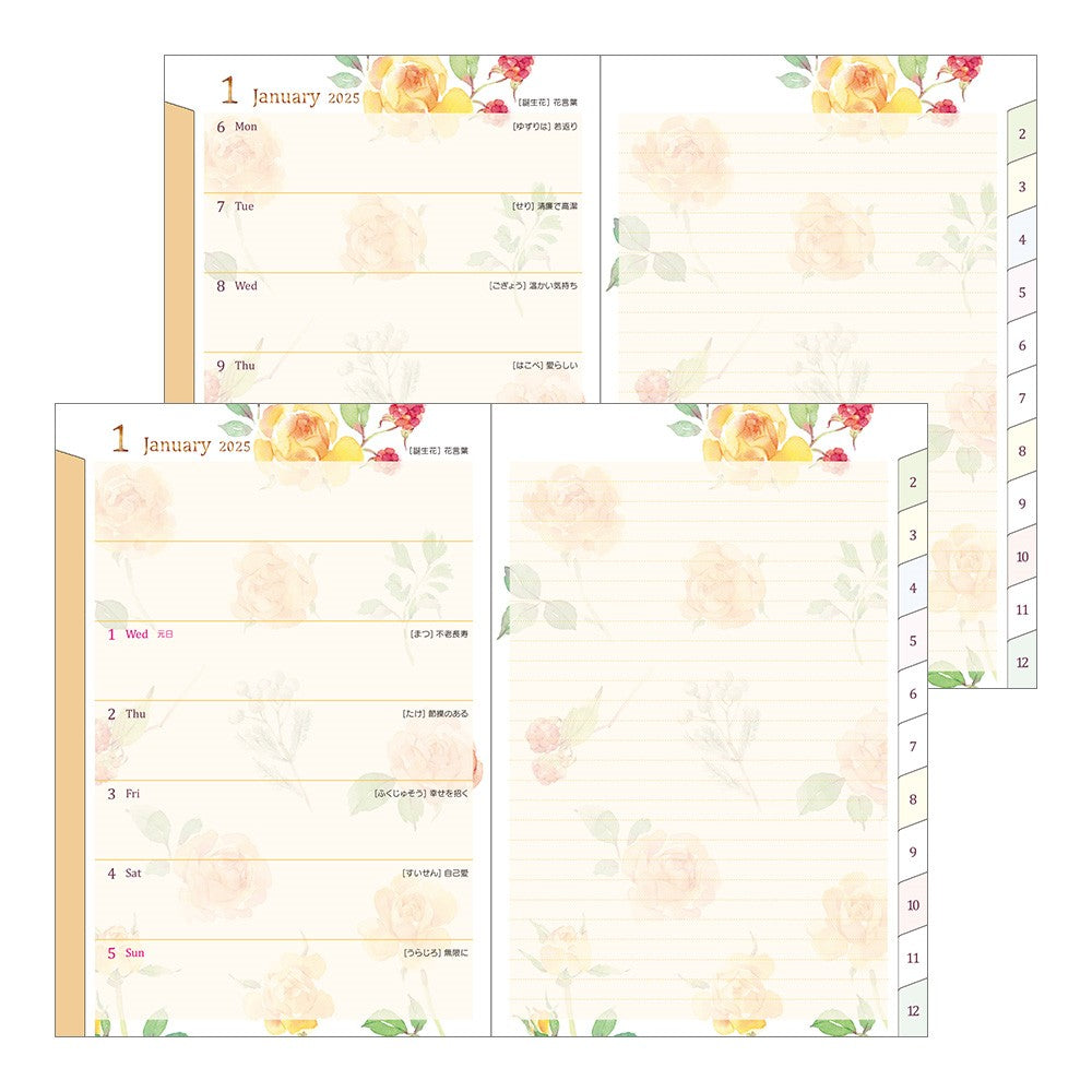 Midori 2025 Pocket Diary (B6) - Country Time Flower