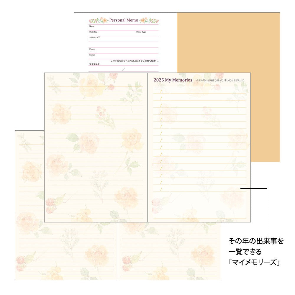 Midori 2025 Pocket Diary (B6) - Country Time Flower