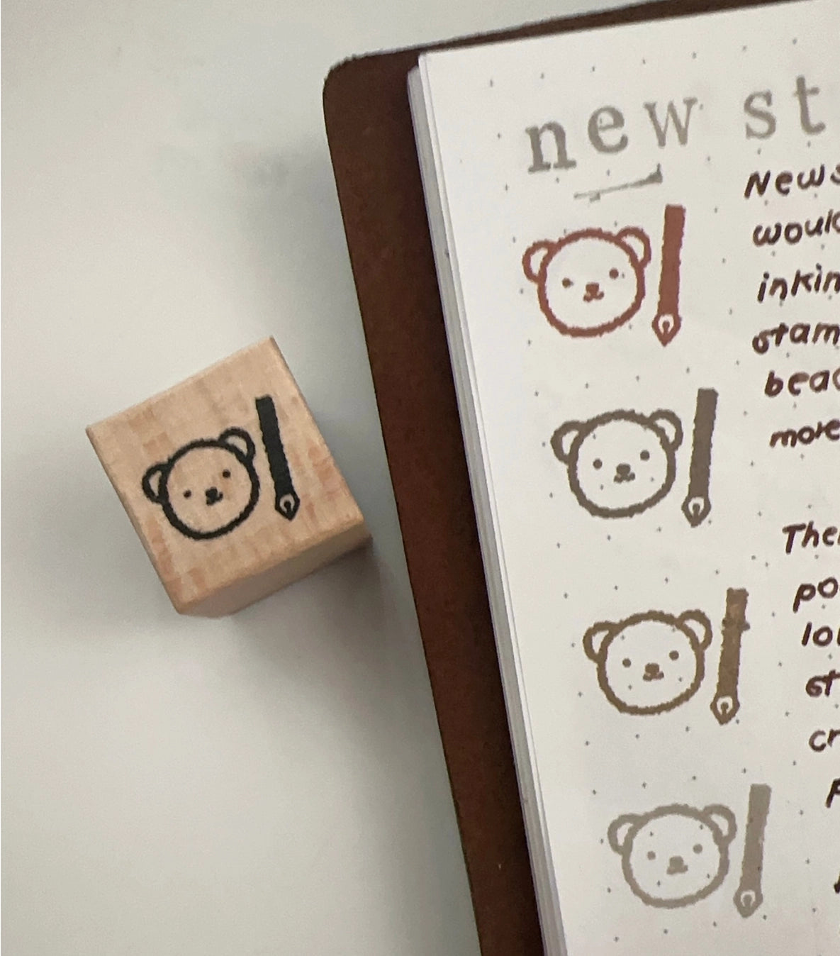 Bloom Paper Studio - Bear & Pen Wooden Stamp