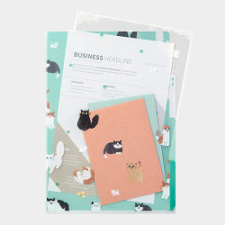Midori 3 Pocket Clear Folder A4 Cats