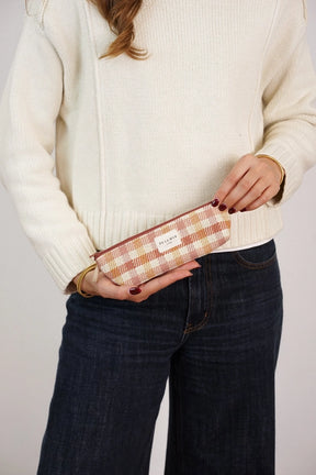 De La Mur Line US Inc. - Gingham Jacquard Pencil Case - Terracotta & Orange