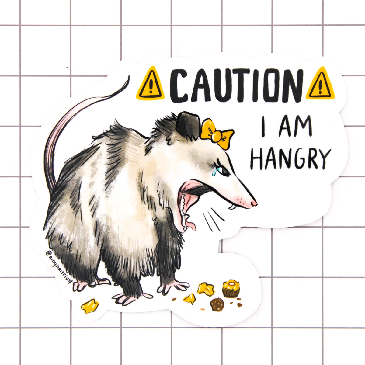 Amy Hartelust Art & Illustration - Vinyl Sticker - Hangry Possum