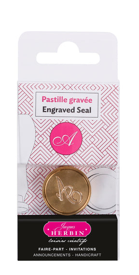 Jacques Herbin Brass Wax Seal Symbol - Scripted Old Style Alphabet