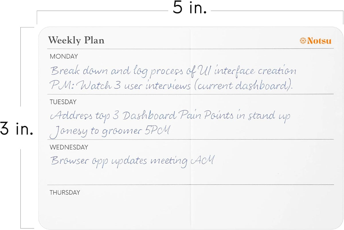 Notsu - Note Cards 3x5 - Scored Weekly Planner