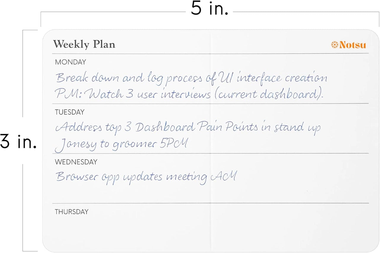 Notsu - Note Cards 3x5 - Scored Weekly Planner
