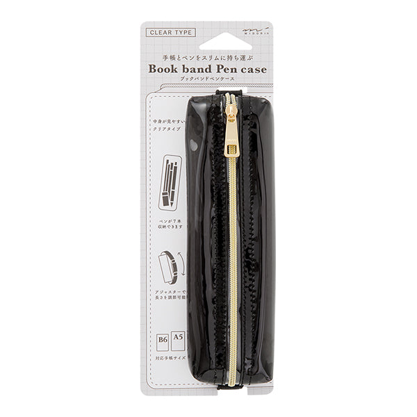 Midori Book Band Pen Case - Clear Black A