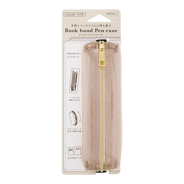 Midori Book Band Pen Case - Clear Sepia