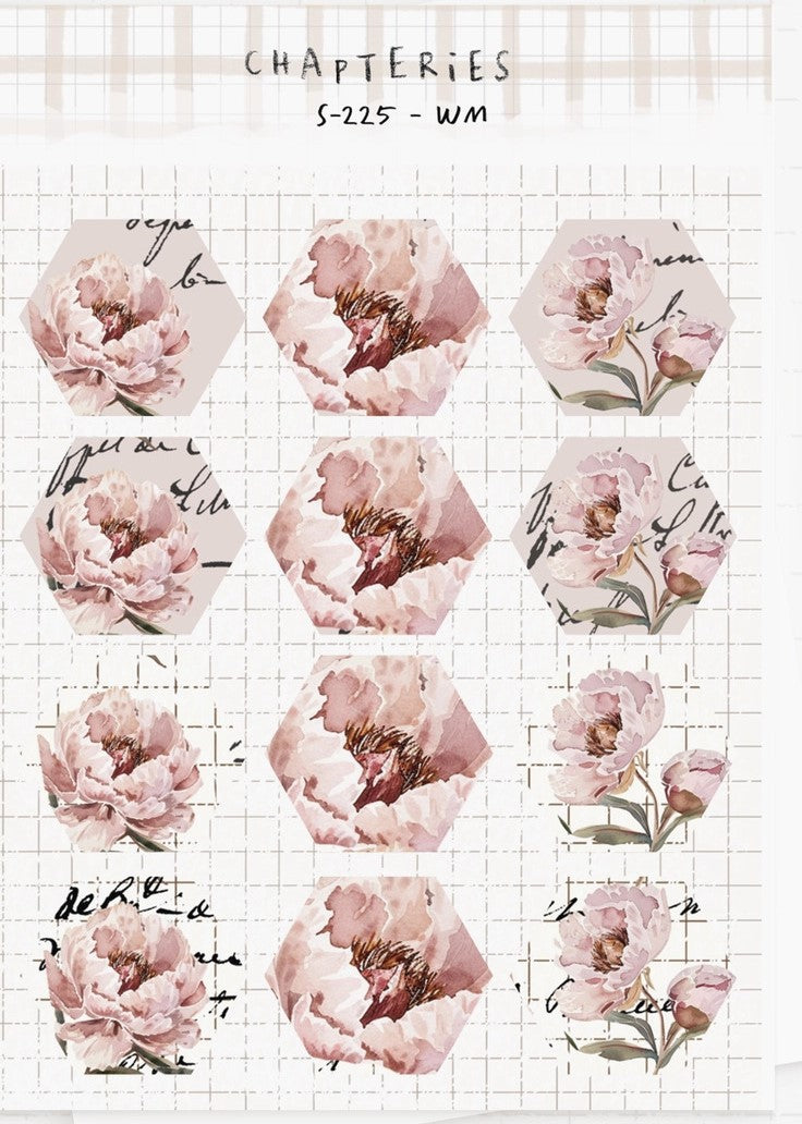 Chapteries - Pink Peony Sticker Sheet Set