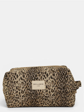 De La Mur Line US Inc. - Leopard Jacquard Squared Makeup Bag - Beige & Black