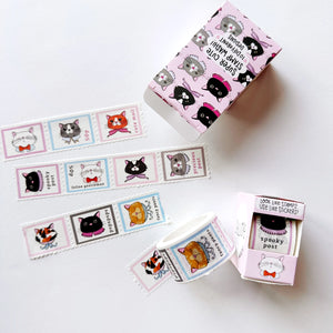 Calliope Pencil Factory - Fancy Felines Faux Stage Stamp Washi Tape