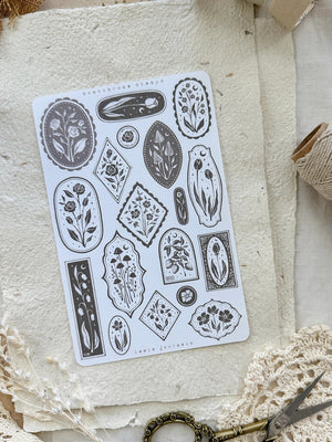 Leelajournals Sticker Sheet - Monochrome Stamps
