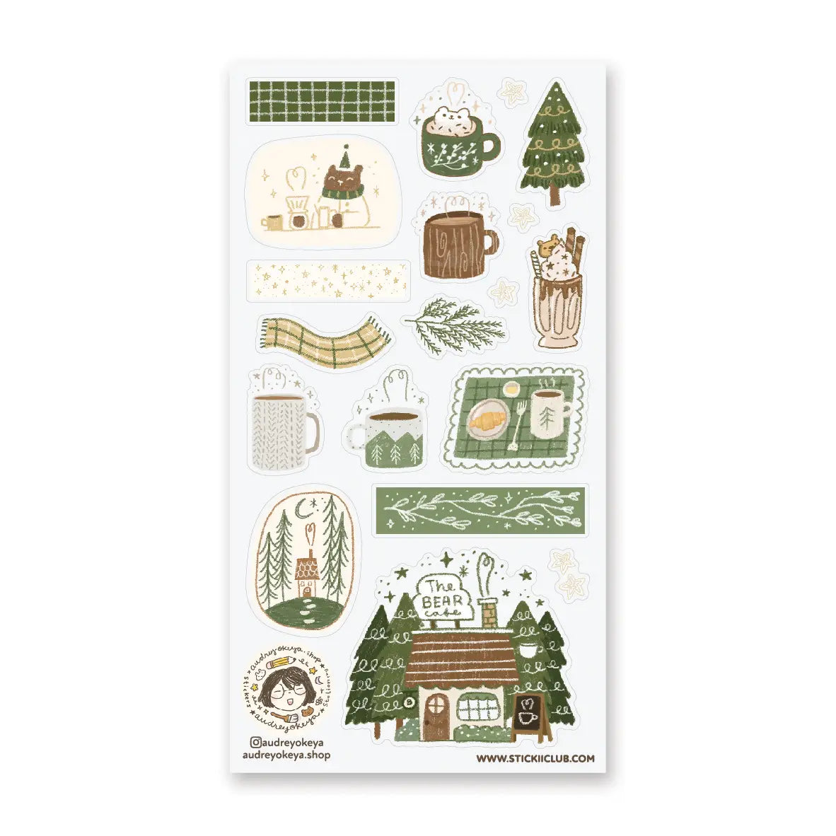 STICKII Sticker Sheet - Winter Bear Cafe