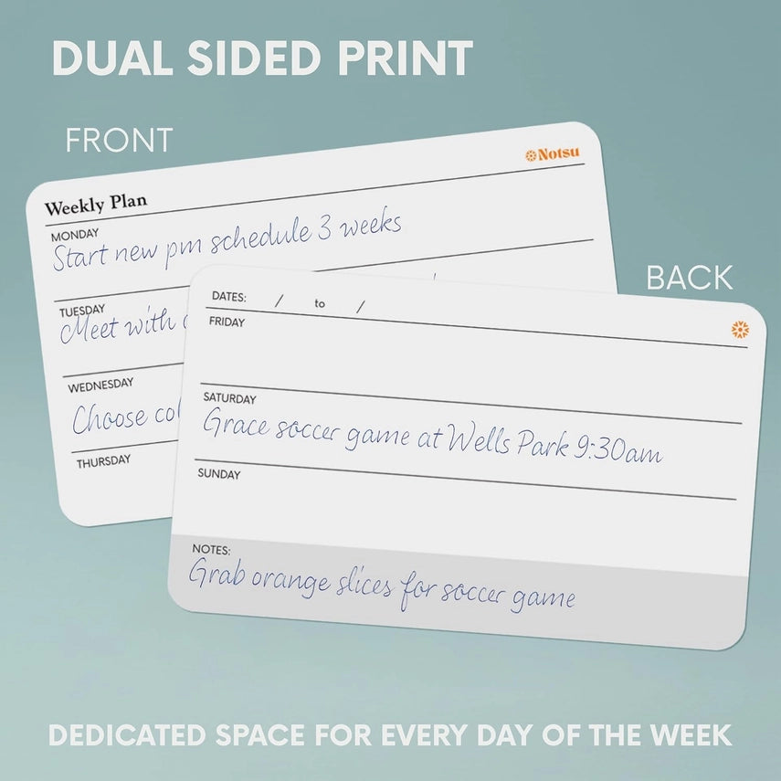 Notsu - Note Cards 3x5 - Scored Weekly Planner