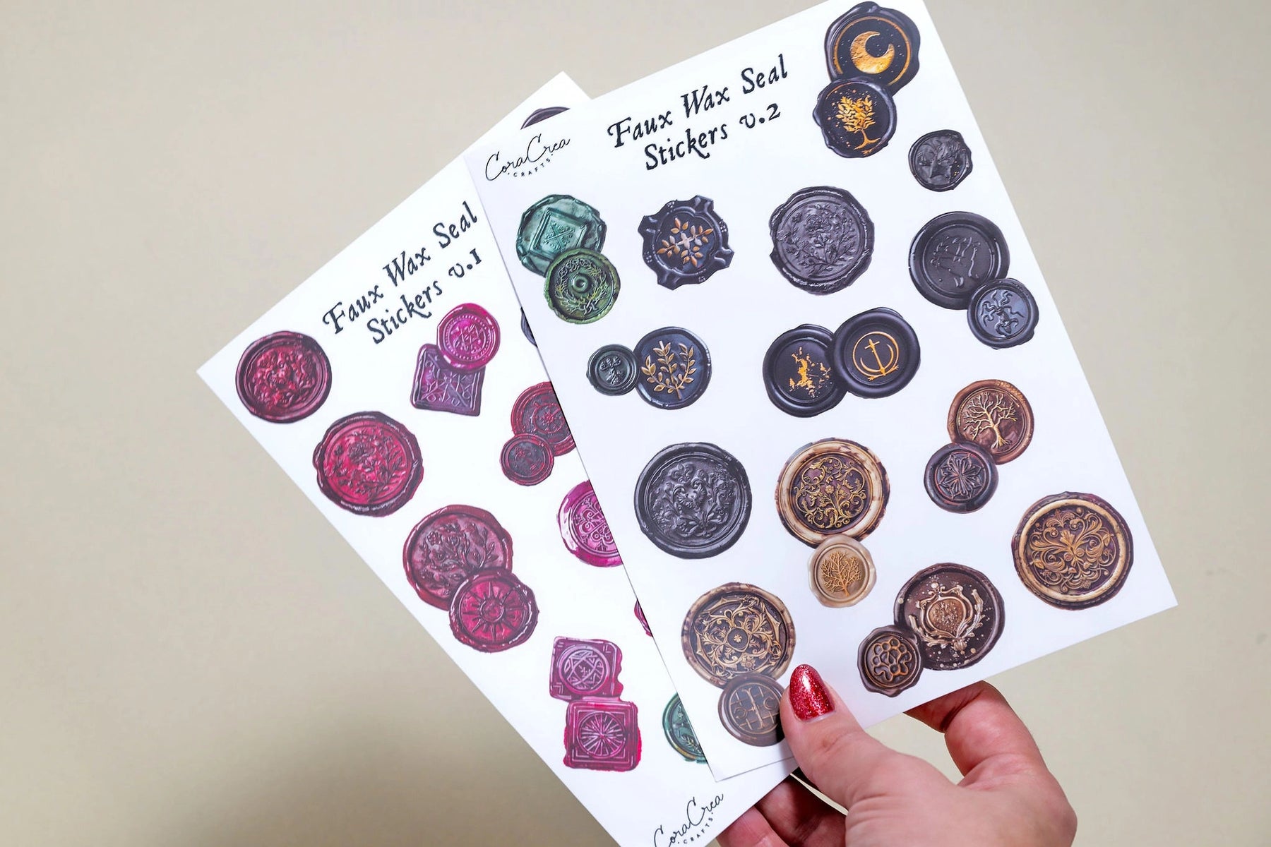 CoraCreaCrafts - Faux Wax Seals Sticker Sheets