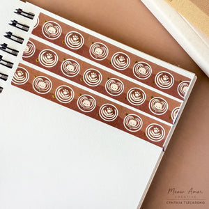 Meow Amor Creative Washi Tape - Dark Roast Coffee Cats Gold Foil