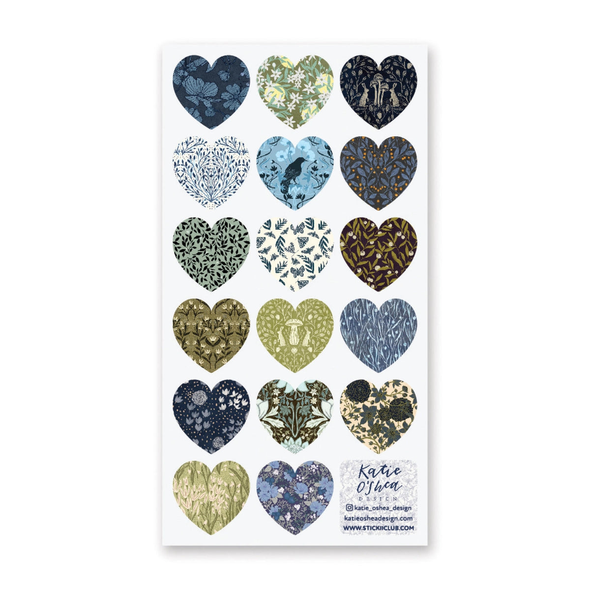 STICKII Sticker Sheet - Patterned Hearts