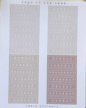 Leelajournals Journaling Sticker Sheet - Squared Weekly Headers With Border