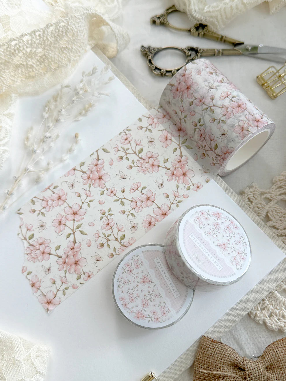Leelajournals - Cream Sakura Floral Washi Tape