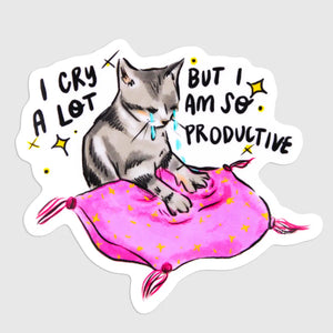 Amy Hartelust Art & Illustration - Vinyl Sticker - I Cry Alot Cat