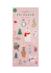Girl of All Work - Holiday Animals Crystal Hologram Clear Stickers