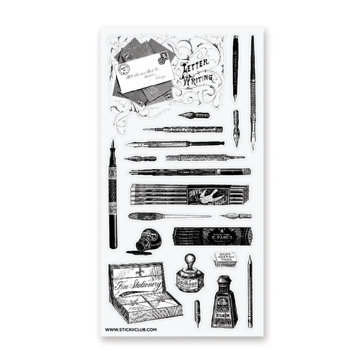 STICKII Sticker Sheet -  Antique Writing Set