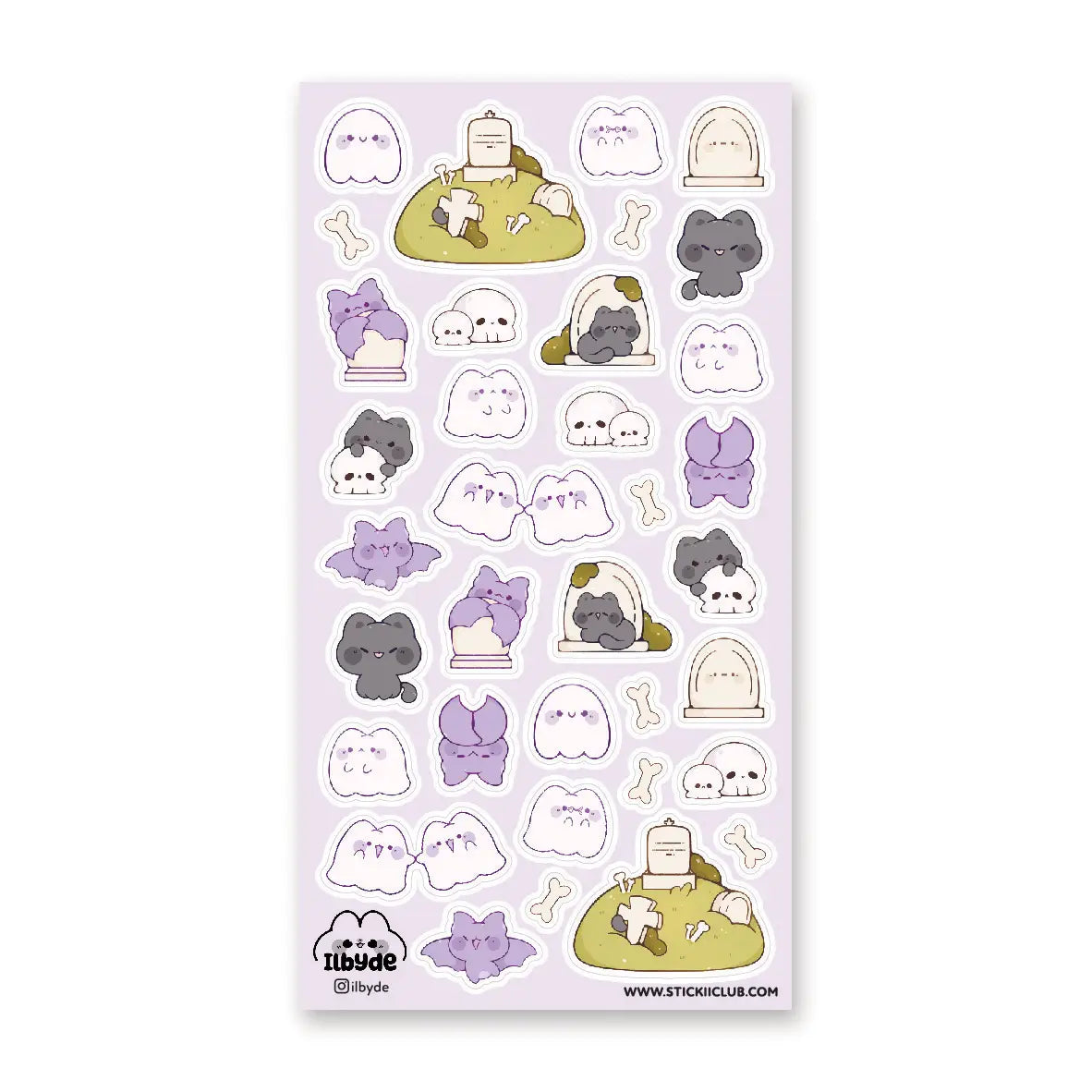 STICKII Sticker Sheet - Spookii Cats & Bats