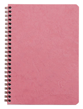 Clairefontaine Basics A5 Side Wirebound Notebook With Pockets- Rose Lined