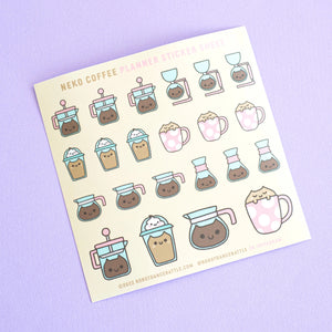Robot Dance Battle - Neko Coffee Cat Planner Sticker Sheet
