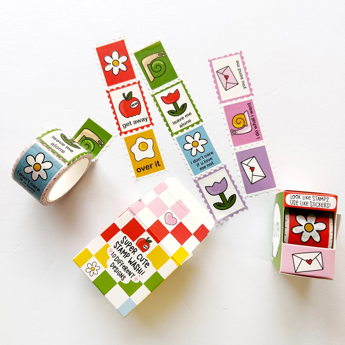 Calliope Pencil Factory - Washi tape - 15mm - Cheeky Checks Faux Stage Stamp Washi Tape