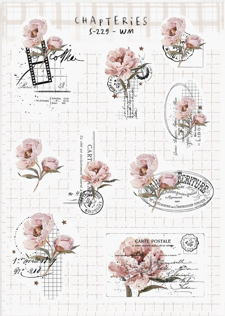 Chapteries - Pink Peony Sticker Sheet Set