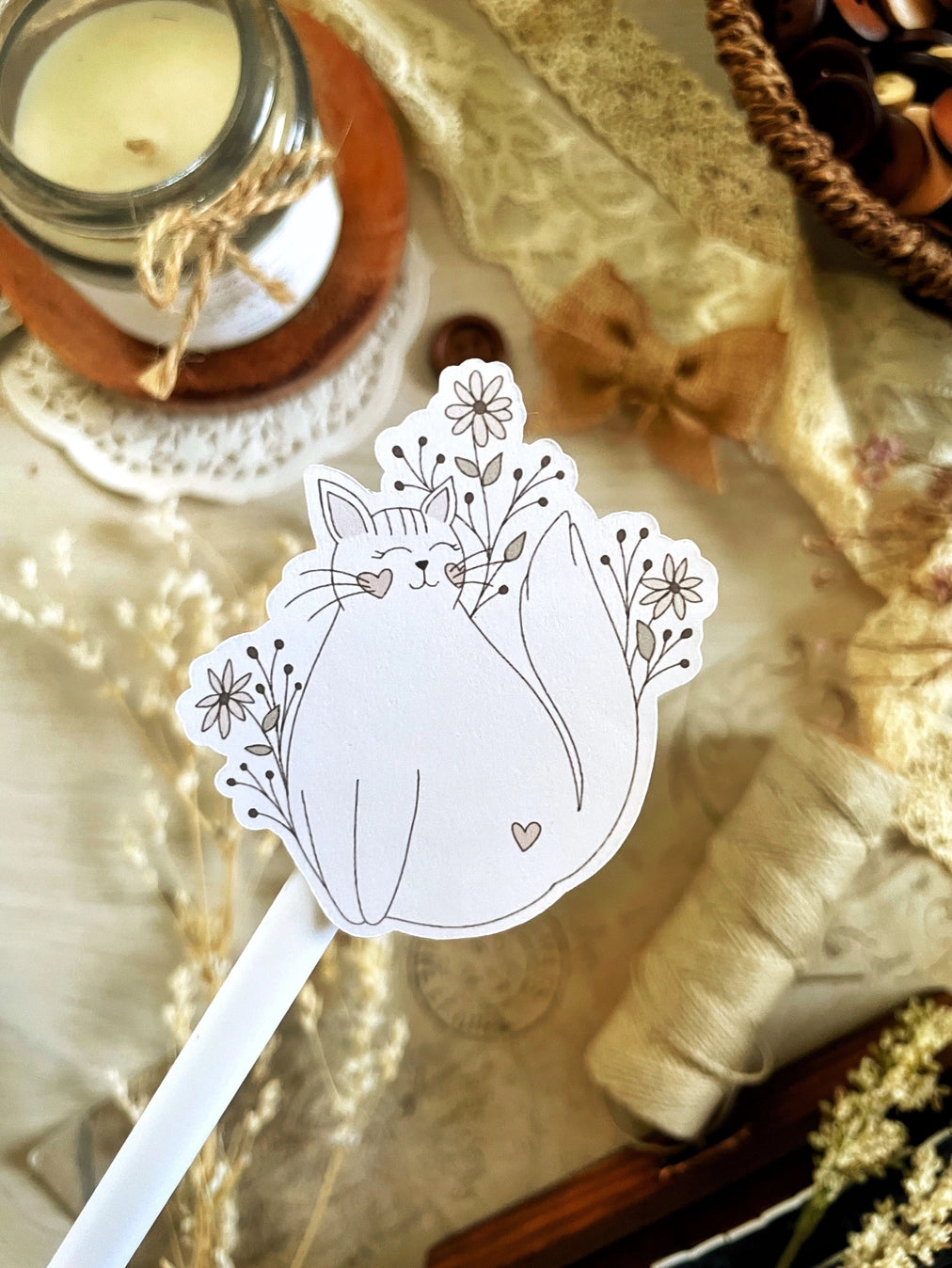 Leelajournals Floral Cat Sticker