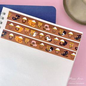 Meow Amor Creative - Coffee Cats Gold Foil Washi Tape