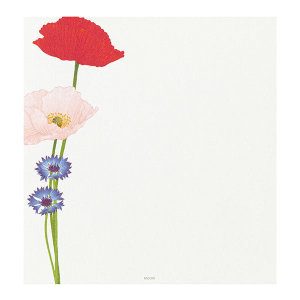Midori Letter Pad 017 Four Designs Poppy