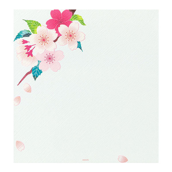 Midori Letter Pad 021 Silk Printing Cherry Blossom