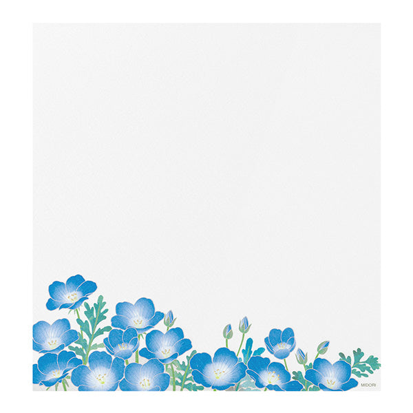 Midori Letter Pad 023 Silk Printing Nemophila