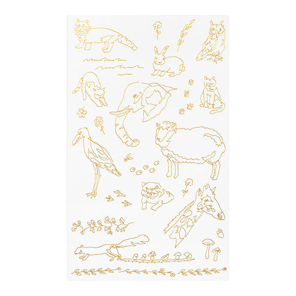 Midori Foil Transfer Stationery Stickers - Land Animals