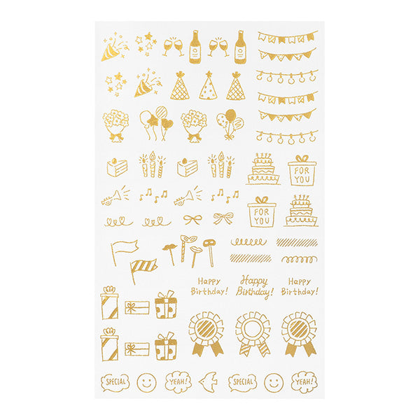 Midori Foil Transfer Stationery Stickers - Celebration