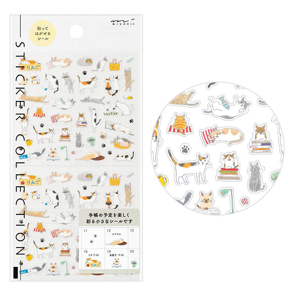 Midori Notebook Stickers - Cat - Small