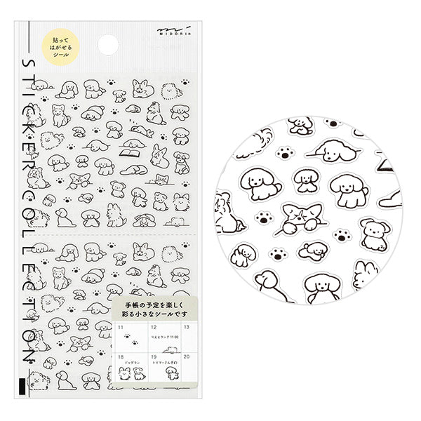 Midori Notebook Stickers - Dog - Small