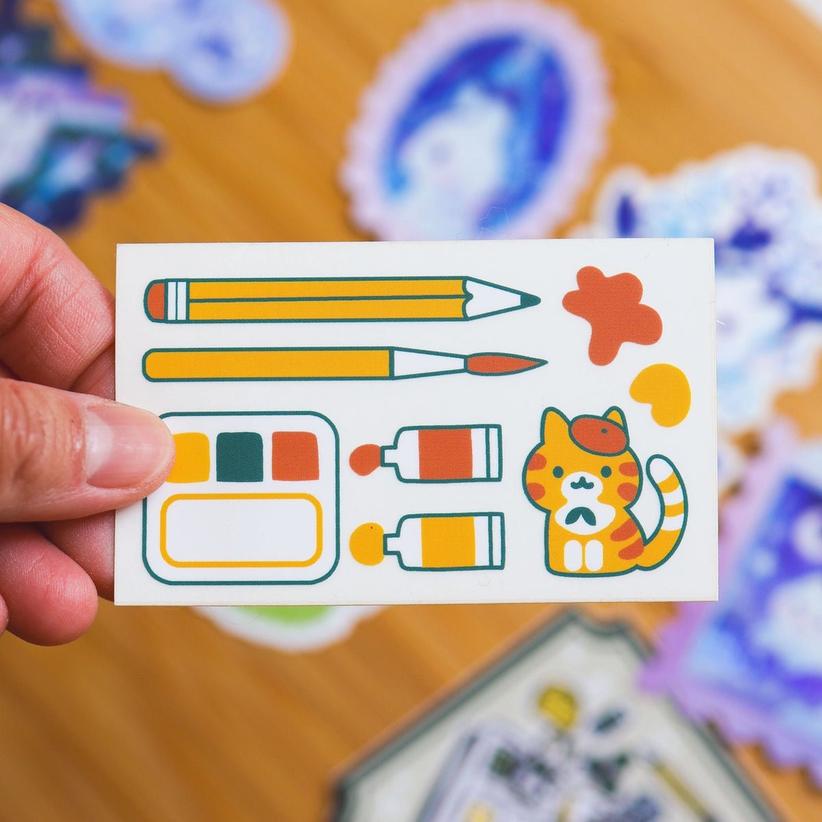 Thousand Skies - Artsy Orange Cat Vinyl Transparent Sticker