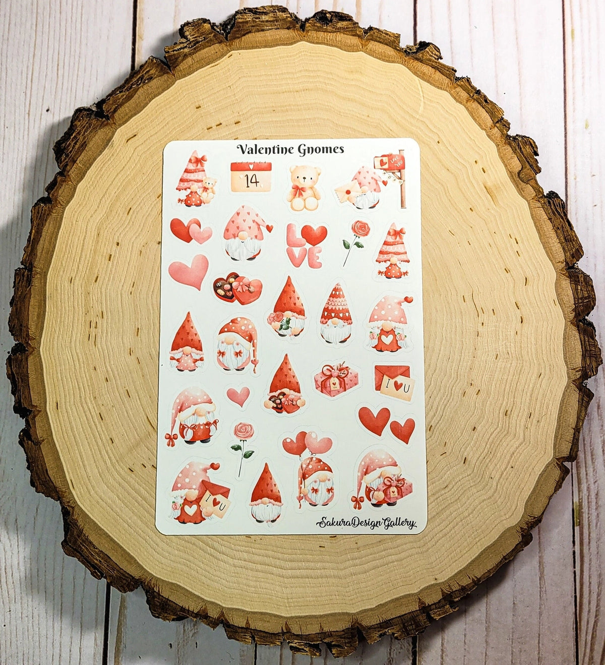 Sakura Design Gallery - Vinyl Stickers - Valentine Gnomes