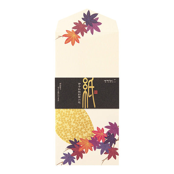 Midori Envelopes 114 Foil Silk Printing Moon and Japanese Maple