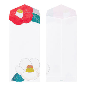 Midori Envelopes 122 Silk Printing Red and White Camellia