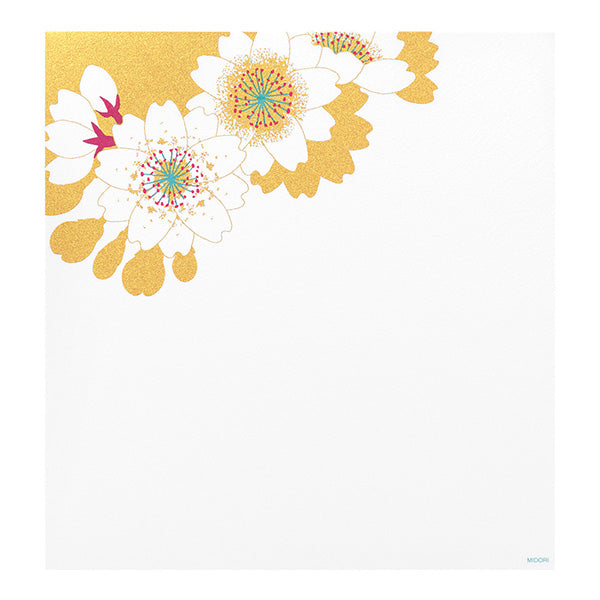 Midori Letter Pad 129 Silk-printing Cherry Blossom Gold