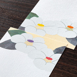 Midori - Silk-Printing - White Camellia Post Card Pad (661)