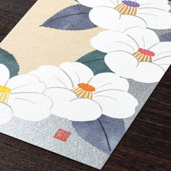 Midori -  Postcard White Camellia Pattern