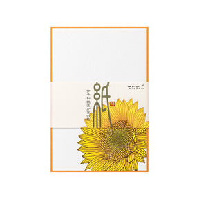 Midori Post Card 733 Foil Stamping Sunflower